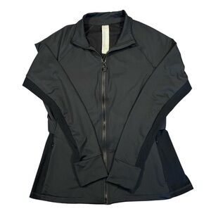 Fabletics Black Full Zip Athletic Jacket Thumbholes Size L